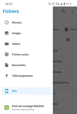 Point de montage WebDAV dans l’application Fichiers